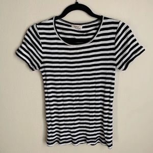 Ribbed Madewell Black & White Striped Tee